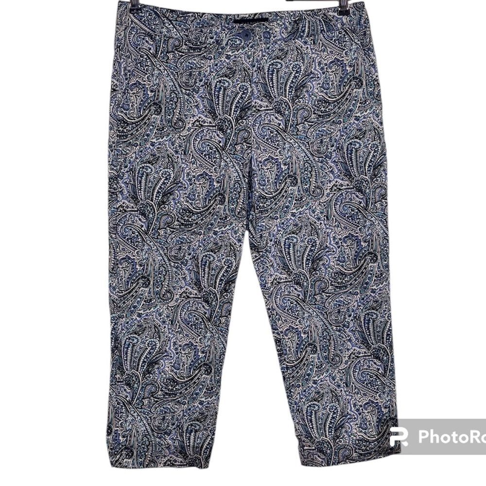 Talbot’s - Blue/White Paisley Capri Pants, Stretchy, Size 12 Petite, EUC